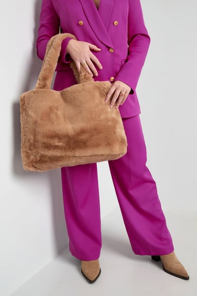 Große Citytasche aus Kunstpelz - Fuchsia h5 Bild4
